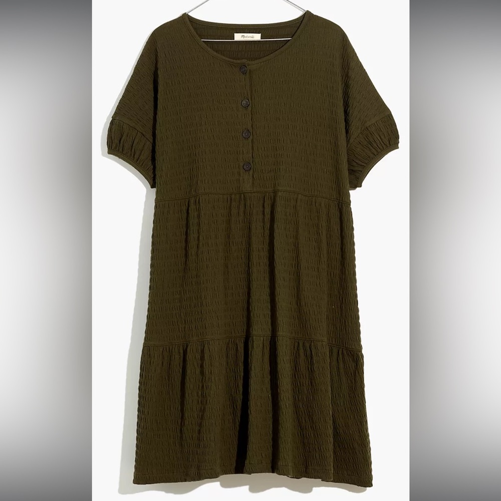 Madewell Crinkle-knit tiered mini dress brand new